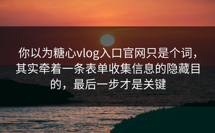 你以为糖心vlog入口官网只是个词，其实牵着一条表单收集信息的隐藏目的，最后一步才是关键