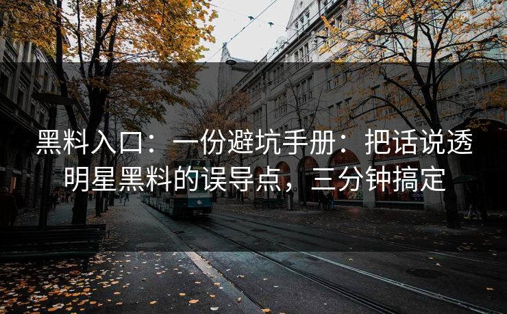 黑料入口：一份避坑手册：把话说透明星黑料的误导点，三分钟搞定