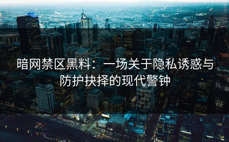 暗网禁区黑料：一场关于隐私诱惑与防护抉择的现代警钟