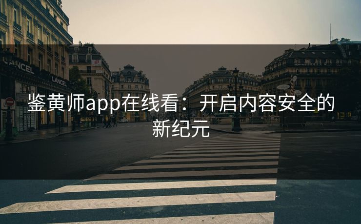 鉴黄师app在线看：开启内容安全的新纪元
